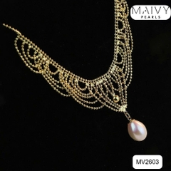 MV2603 - Dây chuyền bạc 925 mạ vàng 18k dáng alizabet nhấn 1 viết ngọc trai trắng