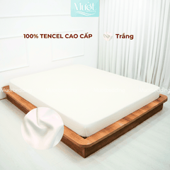 Ga giường kích thước 1m8x2m Lụa Tencel 60s Mướt Bedding cao cấp trơn màu, bo chun