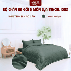 [Tencel 100s] Bộ chăn ga gối Lụa Tencel 100s 5 món cao cấp Mướt Bedding, chăn chần bông đầy đủ kích thước