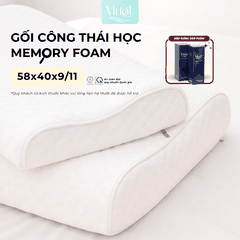 Gối Memory Foam công thái học, cao su non lượn sóng, kích thước 58x40x9/11