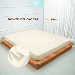 Ga giường kích thước 2m2x2m Lụa Tencel 60s cao cấp trơn màu, drap bo chun