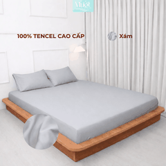 Bộ 3 món gối lụa 100% Tencel 60S trơn màu - Mướt Bedding, bộ 3 món cao cấp Xám 2m2x2m (Dày 35cm trở lên)