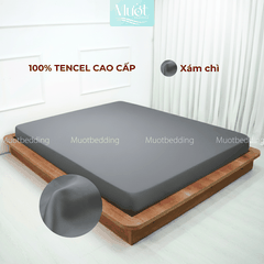 Ga giường kích thước 2m2x2m Lụa Tencel 60s cao cấp trơn màu, drap bo chun