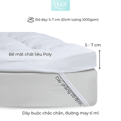 Topper Gòn Microfiber Mướt bedding đầy đủ Size dày dặn chất liệu Cao Cấp sử dụng văn phòng, gia đình