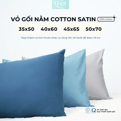 Vỏ gối nằm Cotton Satin trơn size 50x70cm 45x65cm 40x60cm 35x50cm Mướt Bedding, thấm hút mồ hôi, dùng cho gia đình, khách sạn