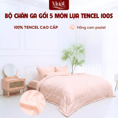[Tencel 100s] Bộ chăn ga gối Lụa Tencel 100s 5 món cao cấp Mướt Bedding, chăn chần bông đầy đủ kích thước