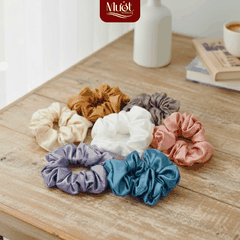Dây buộc tóc Scrunchies Lụa Tencel 60s Mướt Bedding màu trơn, đẩy đủ màu sắc, lụa cao cấp mềm mại
