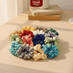 Dây buộc tóc Scrunchies Lụa Tencel 60s Mướt Bedding màu trơn, đẩy đủ màu sắc, lụa cao cấp mềm mại