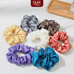 Dây buộc tóc Scrunchies Lụa Tencel 60s Mướt Bedding màu trơn, đẩy đủ màu sắc, lụa cao cấp mềm mại