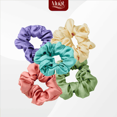 Dây buộc tóc Scrunchies Lụa Tencel 60s Mướt Bedding màu trơn, đẩy đủ màu sắc, lụa cao cấp mềm mại