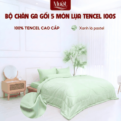 [Tencel 100s] Bộ chăn ga gối Lụa Tencel 100s 5 món cao cấp Mướt Bedding, chăn chần bông đầy đủ kích thước