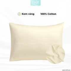 Vỏ gối nằm Cotton Satin trơn size 50x70cm 45x65cm 40x60cm 35x50cm Mướt Bedding, thấm hút mồ hôi, dùng cho gia đình, khách sạn