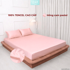 Bộ 4 Món Ga Gối Lụa Tencel 60s - Hồng Cam Pastel - 1m6x2m (13-22cm)