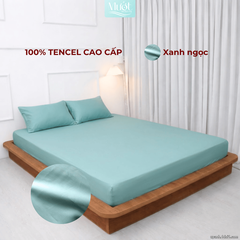 Bộ 4 Món Ga Gối Lụa Tencel 60s - Xanh Ngọc - 1m6x2m (13-22cm)