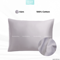 Vỏ gối nằm Cotton Satin trơn size 50x70cm 45x65cm 40x60cm 35x50cm Mướt Bedding, thấm hút mồ hôi, dùng cho gia đình, khách sạn