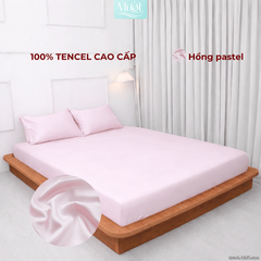 Bộ 3 món gối lụa 100% Tencel 60S trơn màu - Mướt Bedding, bộ 3 món cao cấp Hồng pastel 2m2x2m (Dày 35cm trở lên)