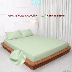 Bộ 4 Món Ga Gối Lụa Tencel 60s - Xanh Lá Pastel - 1m6x2m (13-22cm)