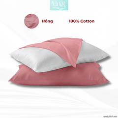 Combo Gối nằm cao cấp Mướt Bedding | Vỏ gối lụa Cotton Satin + Ruột gối gòn bông êm ái, thoáng mát, đầy đủ kích thước - Hồng - 50x70cm