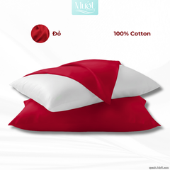 Combo Gối nằm cao cấp Mướt Bedding | Vỏ gối lụa Cotton Satin + Ruột gối gòn bông êm ái, thoáng mát, đầy đủ kích thước - Đỏ - 35x50cm