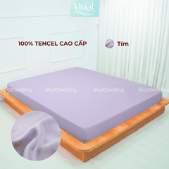 Ga giường kích thước 2m2x2m Lụa Tencel 60s cao cấp trơn màu, drap bo chun