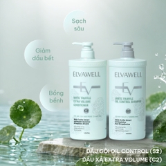 Dầu Gội Giảm Gãy Rụng Tóc Sạch Dầu Bết Elvawell 1000ml, Cân Bằng Dầu, Chắc Khỏe Nang Tóc - Xanh