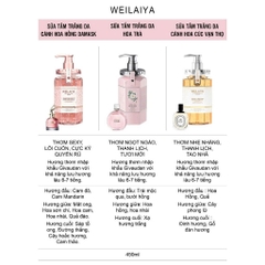 Sữa tắm dưỡng sáng da mịn màng Weilaiya Hoa trà lưu hương cho mọi loại da 450ml