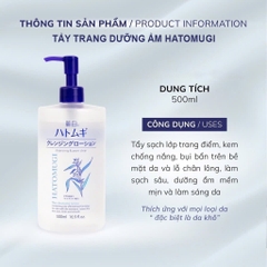 Nước Tẩy Trang HATOMUGI NHẬT Siêu sạch và Làm sáng da 500ml