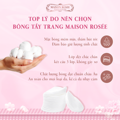 Bông tẩy trang cotton cao cấp Maison Rosée 231 miếng tròn mềm nhẹ dịu dàng