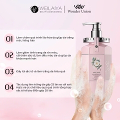 Sữa tắm dưỡng sáng da mịn màng Weilaiya Hoa trà lưu hương cho mọi loại da 450ml