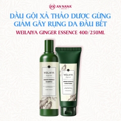 Bộ dầu gội xả Thảo dược Weilaiya Gừng trắng nhân sâm Giảm gãy rụng da đầu bết 400/250ml