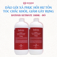 Bộ dầu gội xả Phục hồi hư tổn tóc chắc khỏe, giảm gãy rụng BATIOUS ULTIMATE 500ml - đỏ