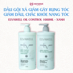 Dầu Gội Giảm Gãy Rụng Tóc Sạch Dầu Bết Elvawell 1000ml, Cân Bằng Dầu, Chắc Khỏe Nang Tóc - Xanh