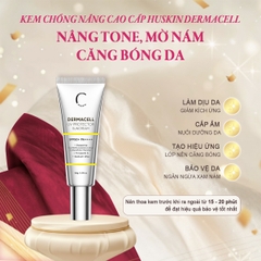 Kem chống nắng Nâng Tone Huskin Dermacell Mờ Nám, Căng Bóng Da SPF50+ 50ml
