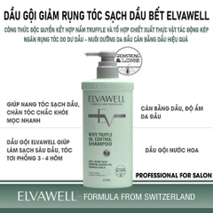 Dầu Gội Giảm Gãy Rụng Tóc Sạch Dầu Bết Elvawell 1000ml, Cân Bằng Dầu, Chắc Khỏe Nang Tóc - Xanh