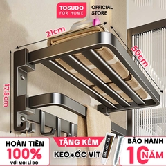 0461 / Màu Xám / Kệ đôi treo khăn phòng tắm có móc