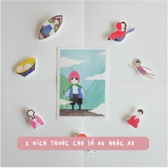 Set Postcards thay thế cho sổ Palette series 🎨 16 thiết kế phác họa văn hóa Nhật Bản đầy màu sắc