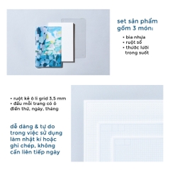Sổ tay bìa nhựa - kẻ ôli grid Hitotoki Note