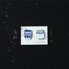 Pin 'tách trà Kintsugi' đế nam châm dùng làm trang trí, bookmark, gắn vật dụng gia đình