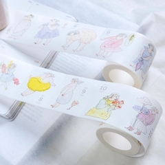 [Siêu phẩm] Chiết 1 tháng lịch năm 366 ngày dạng sticker cuộn Dodolulu | chất washi có đế | có đường cắt sẵn