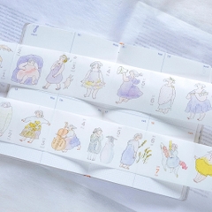 [Siêu phẩm] Chiết 1 tháng lịch năm 366 ngày dạng sticker cuộn Dodolulu | chất washi có đế | có đường cắt sẵn