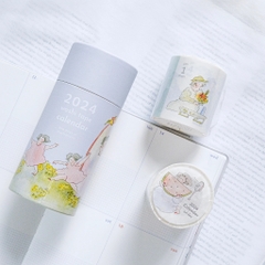 [Siêu phẩm] Chiết 1 tháng lịch năm 366 ngày dạng sticker cuộn Dodolulu | chất washi có đế | có đường cắt sẵn