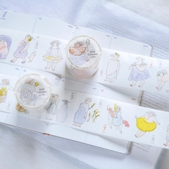 [Siêu phẩm] Full cuộn lịch năm 366 ngày dạng sticker cuộn Dodolulu | chất washi có đế | có đường cắt sẵn