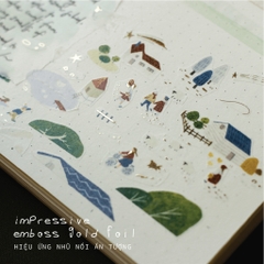 Washi Tape nhũ vàng nổi 