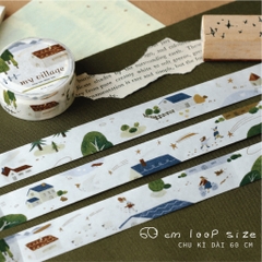 Washi Tape nhũ vàng nổi 