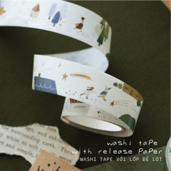 Washi Tape nhũ vàng nổi 