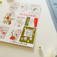 Các mẫu sticker con tem Letterpress (in thủ công) | Shinzi Katoh