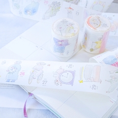 [Siêu phẩm] Chiết 1 tháng lịch năm 365 ngày dạng sticker cuộn Dodolulu | chất washi có đế | có đường cắt sẵn