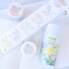 [Siêu phẩm] Chiết 1 tháng lịch năm 365 ngày dạng sticker cuộn Dodolulu | chất washi có đế | có đường cắt sẵn