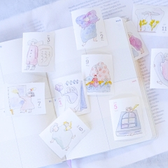 [Siêu phẩm] Chiết 1 tháng lịch năm 365 ngày dạng sticker cuộn Dodolulu | chất washi có đế | có đường cắt sẵn