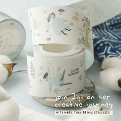 PET tape stickers với đế trắng 